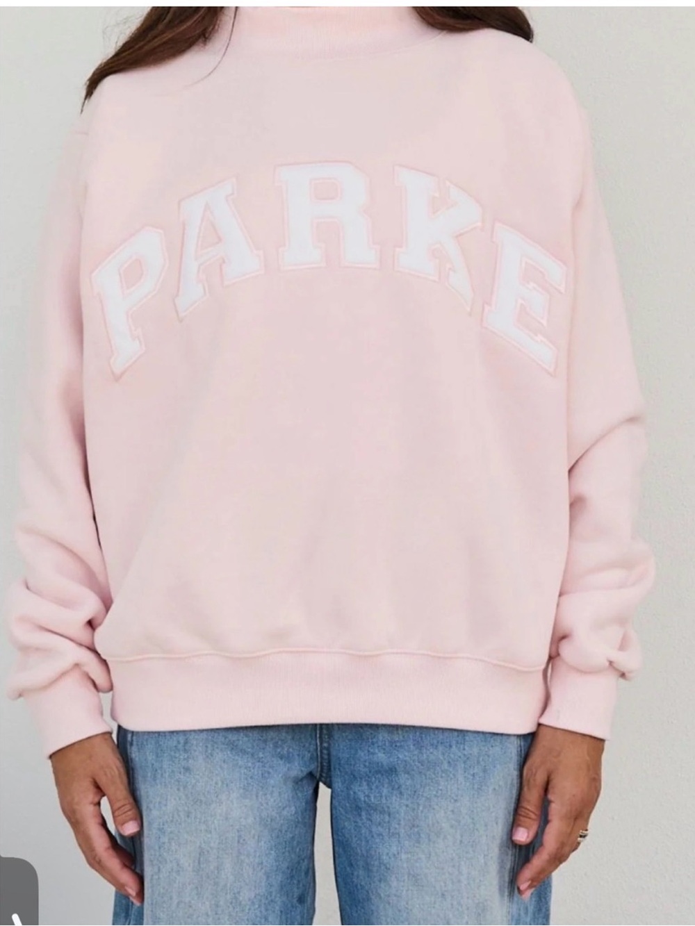 Parker Soft Pink rose  Logo Crewneck Sweatshirt size small